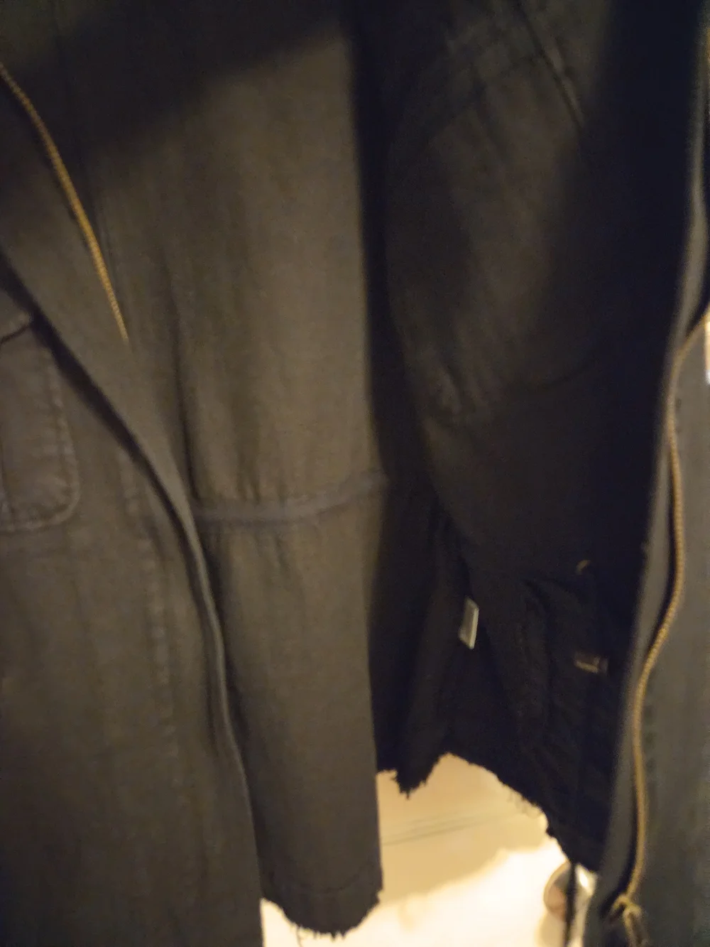 Indigo Black Utility Jacket with Beaded Red & White Accents